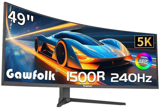 Main image of Gawfolk 49 Inch Ultrawide Curved Gaming Monitor, 1500R DQHD 5120×1440 PC Screen, 240Hz ,PIP/PBP,RGB,with AMD FreeSync & G-Sync, 1ms ,Height Adjustable Ultra-Wide Computer Screen
