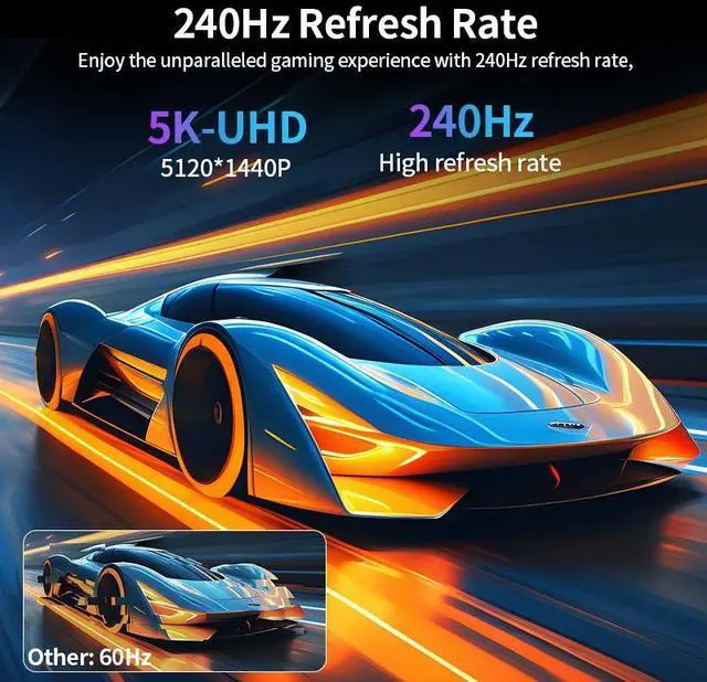 Alt view image 4 of 7 - Gawfolk 49 Inch Ultrawide Curved Gaming Monitor, 1500R DQHD 5120×1440 PC Screen, 240Hz ,PIP/PBP,RGB,with AMD FreeSync & G-Sync, 1ms ,Height Adjustable Ultra-Wide Computer Screen