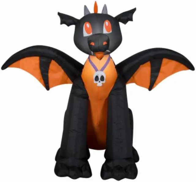 Main image of Halloween Inflatable Winged Dragon, Black & Orange, 3-Ft.