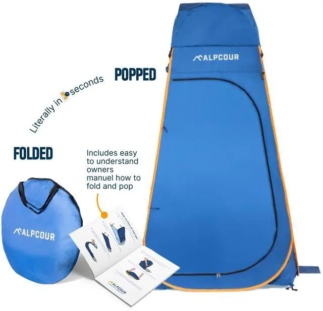 Alt view image 3 of 7 - Alpcour Portable Pop Up Tent  Privacy Tent for Portable Toilet, Shower and Changing Room for Camping and Outdoors  Spacious, Extra Tall and Waterproof with Utility Accessories - Sturdy and Easy Fold