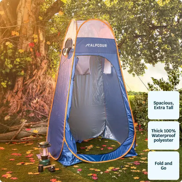 Alt view image 2 of 7 - Alpcour Portable Pop Up Tent  Privacy Tent for Portable Toilet, Shower and Changing Room for Camping and Outdoors  Spacious, Extra Tall and Waterproof with Utility Accessories - Sturdy and Easy Fold