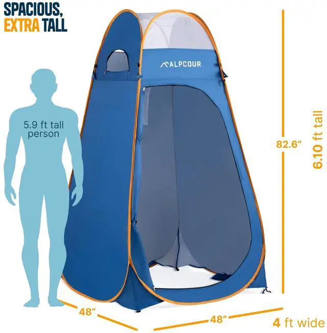 Alt view image 6 of 7 - Alpcour Portable Pop Up Tent  Privacy Tent for Portable Toilet, Shower and Changing Room for Camping and Outdoors  Spacious, Extra Tall and Waterproof with Utility Accessories - Sturdy and Easy Fold