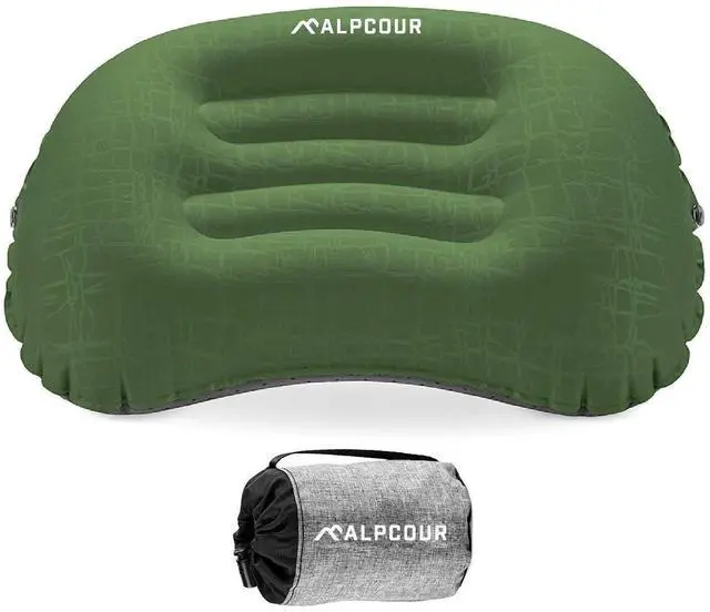 Main image of Alpcour Camping Pillow  Large, Inflatable, Ultralight Sleeping Pillow with Easy Blow Up Design, Soft Waterproof Exterior Cover and Compact Carry Case for Hiking, Backpacking, Airplane Travel & More
