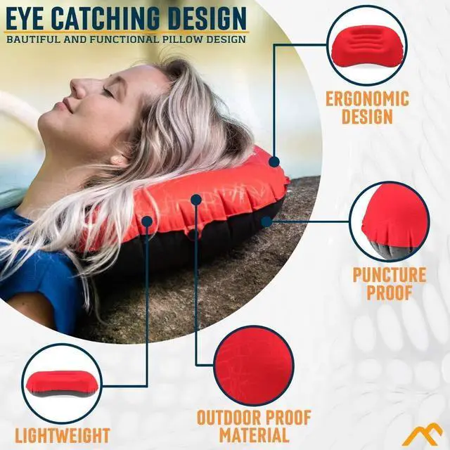 Alt view image 4 of 6 - Alpcour Camping Pillow  Large, Inflatable, Ultralight Sleeping Pillow with Easy Blow Up Design, Soft Waterproof Exterior Cover and Compact Carry Case for Hiking, Backpacking, Airplane Travel & More