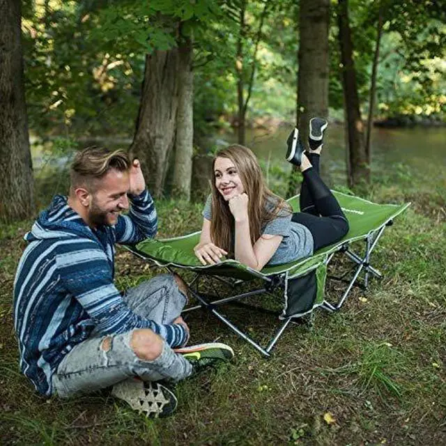 Alt view image 7 of 14 - Alpcour Folding Camping Cot Deluxe Collapsible Single Person Bed in a Bag w/Pillow for Indoor & Outdoor Use Ultra Lightweight, Comfortable, Heavy Duty Design Holds Adults & Kids Up to 300 Lbs