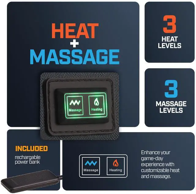 Alt view image 3 of 7 - Alpcour Foldable Reclining Heated Massage Stadium Seat with Multiple Pockets, Anti-Slip Bottom, Bleacher Hooks, Bag Hook, Adjustable Height