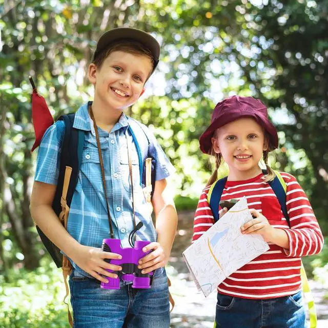 Alt view image 6 of 7 - BlueCabi 8x21 Kids Binoculars  Compact, Durable and Lightweight with Magnification up to 8X  with Rubber Coating and Anti-Slip Texture  Includes Neck Strap, Wipe Cloth & Carry Case  Purple/Black