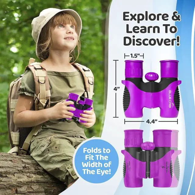 Alt view image 7 of 7 - BlueCabi 8x21 Kids Binoculars  Compact, Durable and Lightweight with Magnification up to 8X  with Rubber Coating and Anti-Slip Texture  Includes Neck Strap, Wipe Cloth & Carry Case  Purple/Black