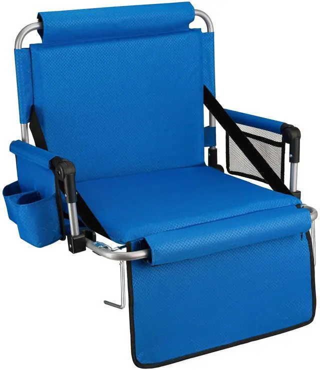 Main image of Alpcour Folding Stadium Seat with Back Support  Deluxe Waterproof Cushion Chair for Bleachers w/Arm Rests, Storage Pockets, Cup Holder & Shoulder Straps for Superior Support & Comfort