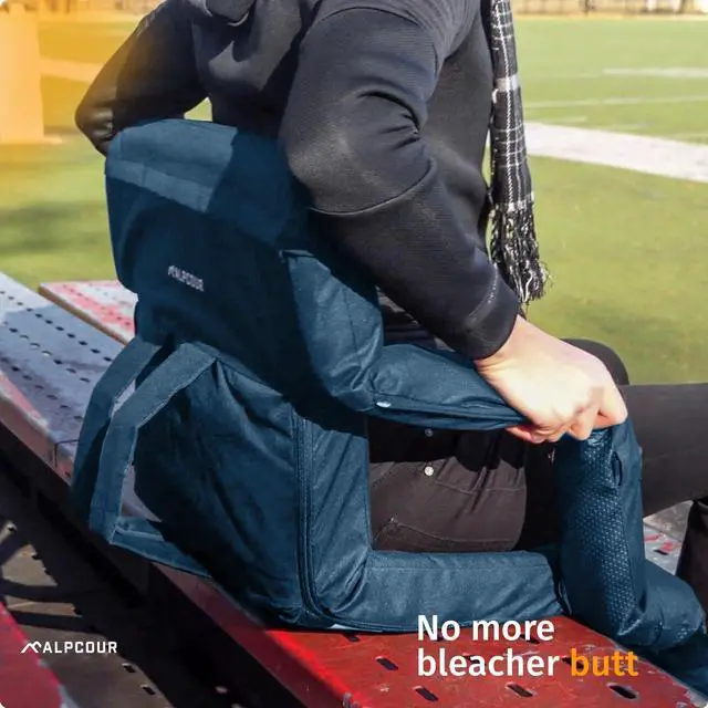 Alt view image 7 of 7 - Reclining Stadium Seats for Bleachers with Back Support  Wide Bleacher Chair Cushion, Armrests, Large Pockets, and Multiple Safety Features  Best Stadium Seat Chairs for Camping, Kayak Backs & More