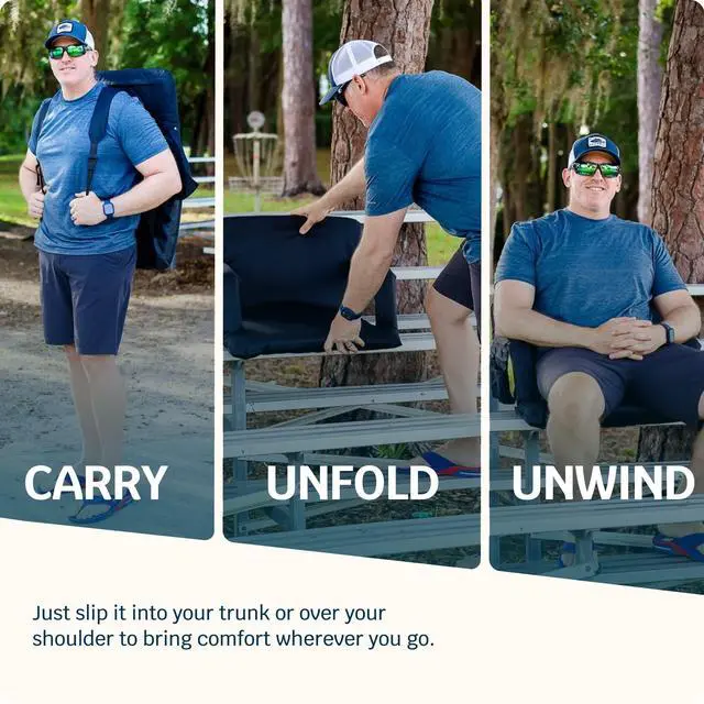 Alt view image 2 of 7 - Reclining Stadium Seats for Bleachers with Back Support  Wide Bleacher Chair Cushion, Armrests, Large Pockets, and Multiple Safety Features  Best Stadium Seat Chairs for Camping, Kayak Backs & More