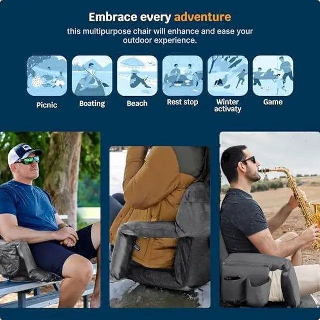 Alt view image 6 of 7 - Reclining Stadium Seats for Bleachers with Back Support  Wide Bleacher Chair Cushion, Armrests, Large Pockets, and Multiple Safety Features  Best Stadium Seat Chairs for Camping, Kayak Backs & More