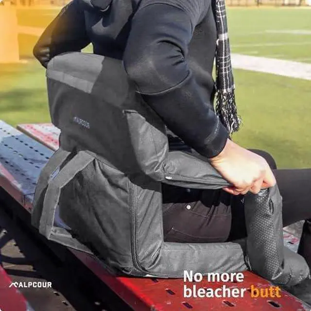 Alt view image 7 of 7 - Reclining Stadium Seats for Bleachers with Back Support  Wide Bleacher Chair Cushion, Armrests, Large Pockets, and Multiple Safety Features  Best Stadium Seat Chairs for Camping, Kayak Backs & More