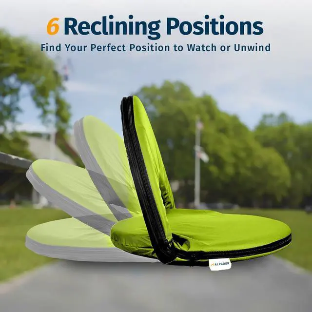 Alt view image 5 of 7 - Alpcour Folding Stadium Seat  Deluxe Outdoor Camping Reclining Waterproof Cushion Chair for Bleachers  Best 6-Position Back Support Picnic Bleacher Seats w/Extra Thick Padding for Support & Comfort