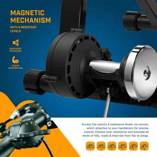 Alt view image 2 of 5 - Alpcour Indoor Magnetic Bike Trainer Stand - Stainless Steel, 6 Resistance Settings