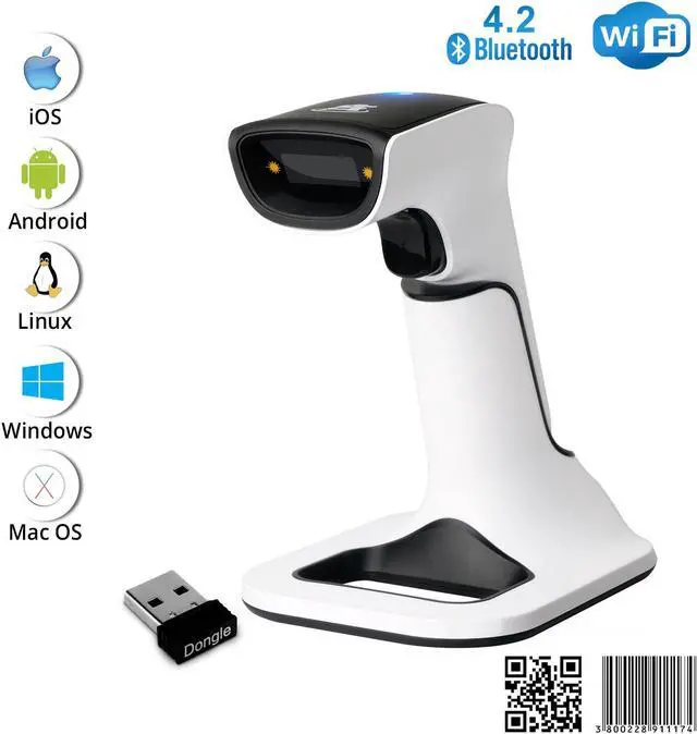 Alt view image 3 of 7 - ScanAvenger Wireless Portable 1D&2D with Stand Bluetooth Barcode Scanner: Hand Scanners 3-in-1 Vibration, Cordless, Rechargeable Scan Gun for Inventory - USB Bar Code/QR Reader (with Next Gen Stand)