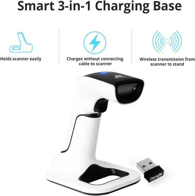 Alt view image 4 of 7 - ScanAvenger Wireless Portable 1D&2D with Stand Bluetooth Barcode Scanner: Hand Scanners 3-in-1 Vibration, Cordless, Rechargeable Scan Gun for Inventory - USB Bar Code/QR Reader (with Next Gen Stand)