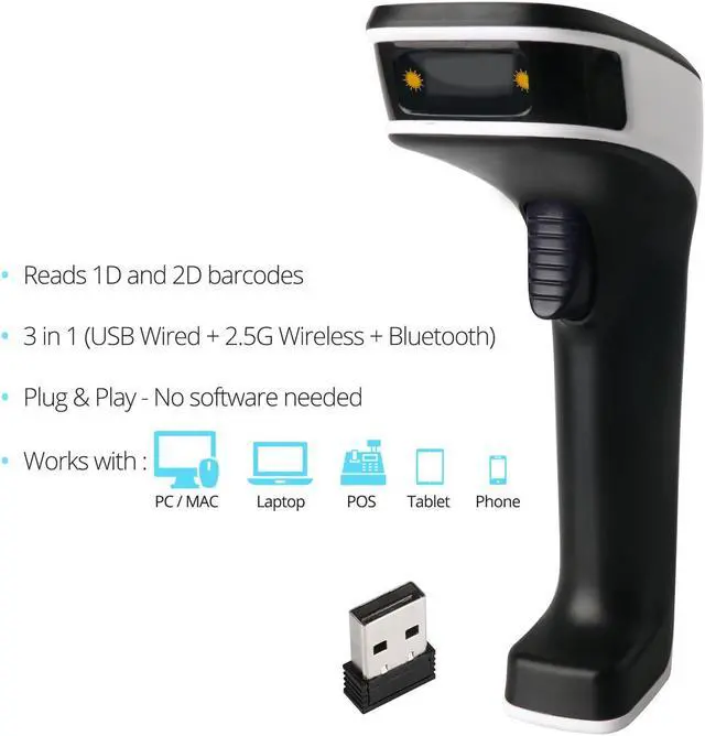 Alt view image 5 of 7 - ScanAvenger Portable Wireless Bluetooth Barcode Scanner: 3-in-1 Hand Scanners - Cordless, Rechargeable 1D and 2D Scan Gun for Inventory Management - Wireless, Handheld, USB Bar Code/QR Code Reader