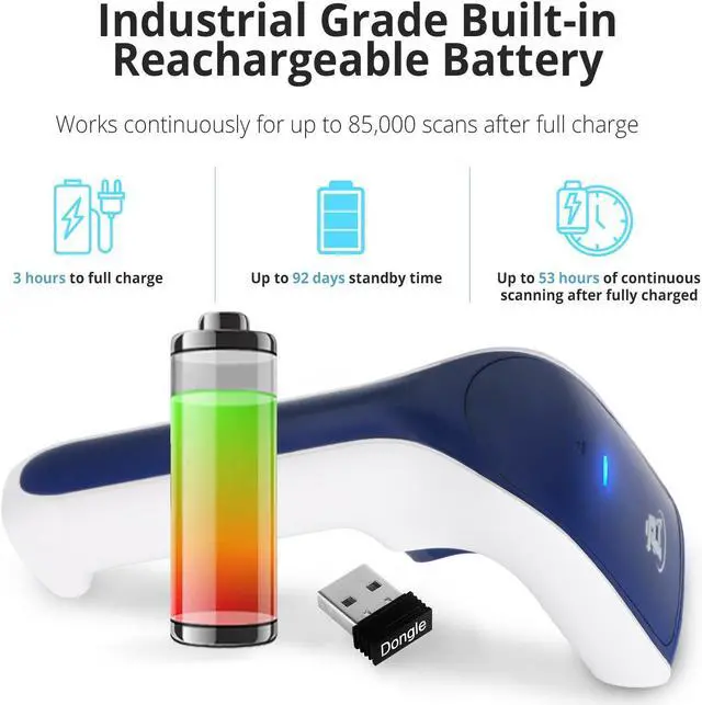 Alt view image 5 of 7 - ScanAvenger Wireless Portable 1D Bluetooth Barcode Scanner: 3-in-1 Hand Scanners -Vibration, Cordless, Rechargeable Scan Gun for Inventory Management - Handheld, USB Bar Code EAN-UPC Reader