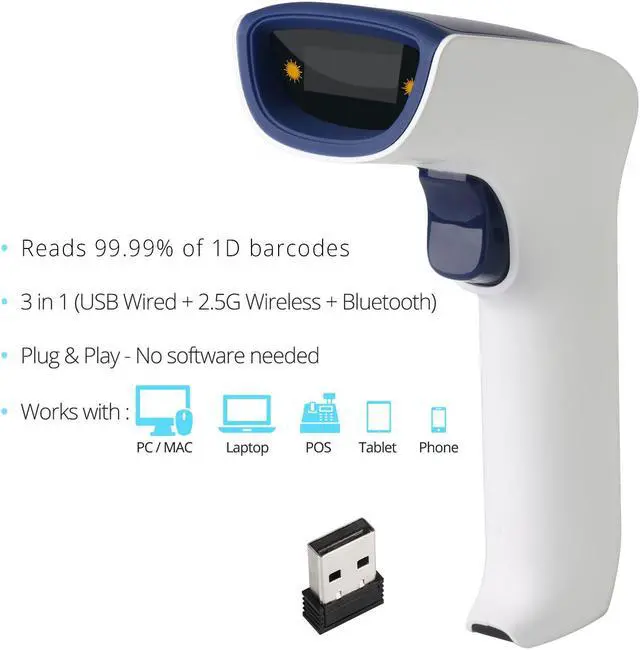 Alt view image 6 of 7 - ScanAvenger Wireless Portable 1D Bluetooth Barcode Scanner: 3-in-1 Hand Scanners -Vibration, Cordless, Rechargeable Scan Gun for Inventory Management - Handheld, USB Bar Code EAN-UPC Reader