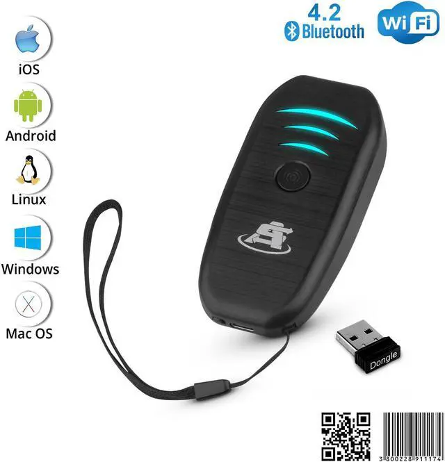 Alt view image 2 of 7 - ScanAvenger Portable Mini-Wireless Bluetooth Barcode Scanner: Hand Scanners - Cordless, Rechargeable 1D & 2D Scan Gun for Inventory Management - Wireless, Handheld USB QR
