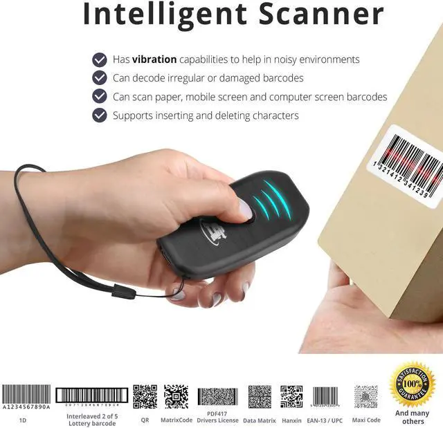 Alt view image 3 of 7 - ScanAvenger Portable Mini-Wireless Bluetooth Barcode Scanner: Hand Scanners - Cordless, Rechargeable 1D & 2D Scan Gun for Inventory Management - Wireless, Handheld USB QR