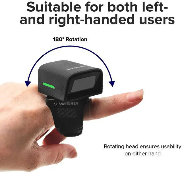 Alt view image 3 of 7 - ScanAvenger 1D 2D QR Ring Barcode Scanner  Wearable Mini Bluetooth Wireless Finger Reader, USB & 2.4GHz, Compatible with iOS, Android, Windows, for Warehouse, Store & Inventory Use