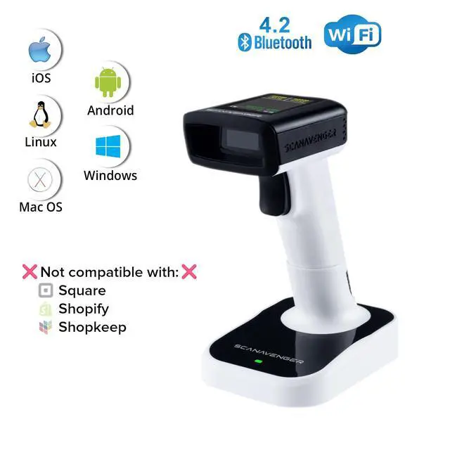 Alt view image 2 of 7 - ScanAvenger 1D & 2D Bluetooth Barcode Scanner with LCD Display, Wireless & USB Rechargeable Handheld for Inventory, POS, Library/Reads QR, UPC, Codes/Windows, Mac, Android, iOS