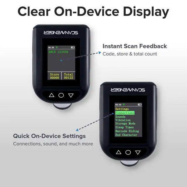 Alt view image 3 of 7 - ScanAvenger 1D & 2D Bluetooth Barcode Scanner with LCD Display, Wireless & USB Rechargeable Handheld for Inventory, POS, Library/Reads QR, UPC, Codes/Windows, Mac, Android, iOS