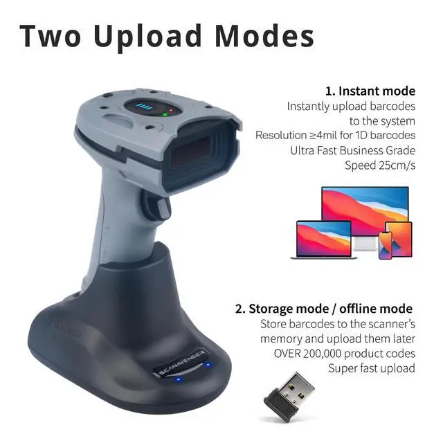 Alt view image 4 of 7 - ScanAvenger Rugged Industrial Wireless Bluetooth 1D&2D Barcode Scanner IP65 Rated USB Handheld Barcode Reader Compatible with Windows & Mac, Ideal for Warehouse & Inventory Management