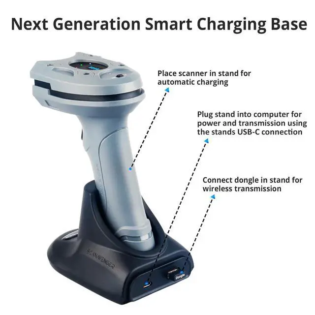 Alt view image 7 of 7 - ScanAvenger Rugged Industrial Wireless Bluetooth 1D&2D Barcode Scanner IP65 Rated USB Handheld Barcode Reader Compatible with Windows & Mac, Ideal for Warehouse & Inventory Management