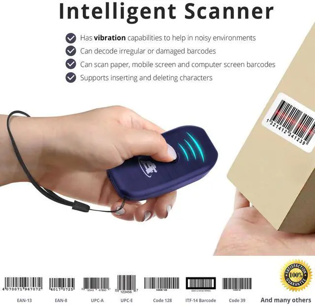 Alt view image 3 of 7 - ScanAvenger Portable Mini-Wireless Bluetooth Barcode Scanner: Hand Scanners - Cordless, Rechargeable 1D Scan Gun for Inventory Management - Wireless, Handheld USB