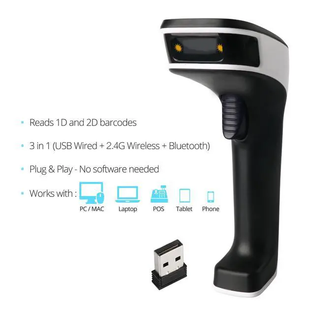 Alt view image 4 of 7 - ScanAvenger Portable Wireless Bluetooth Barcode Scanner: 3-in-1 Hand Scanners - Cordless, Rechargeable 1D and 2D Scan Gun for Inventory Management - Wireless, Handheld, USB Bar Code/QR Code Reader