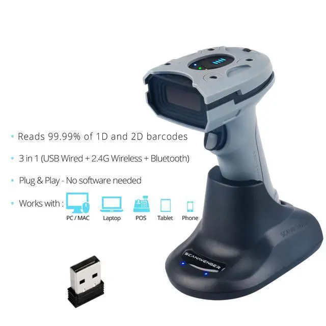 Alt view image 6 of 7 - ScanAvenger Rugged Industrial Wireless Bluetooth 1D&2D Barcode Scanner IP65 Rated USB Handheld Barcode Reader Compatible with Windows & Mac, Ideal for Warehouse & Inventory Management