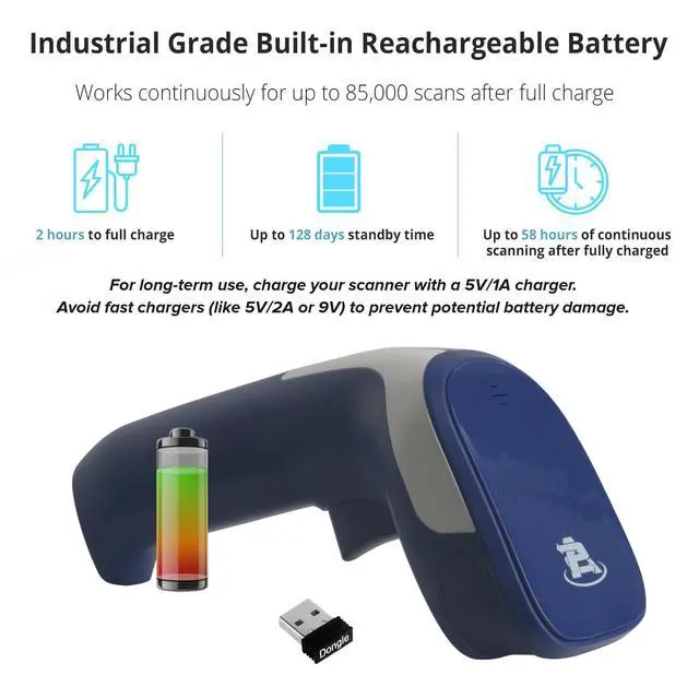 Alt view image 4 of 7 - ScanAvenger 1D and 2D Portable Wireless Bluetooth Barcode Scanner: 3-in-1 - Cordless, Rechargeable Scan Gun for Inventory Management - Wireless, Handheld, USB Bar Code/QR Code Reader - Hand Scanner