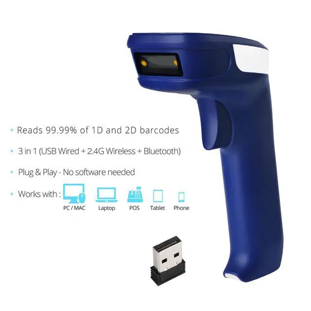 Alt view image 5 of 7 - ScanAvenger 1D and 2D Portable Wireless Bluetooth Barcode Scanner: 3-in-1 - Cordless, Rechargeable Scan Gun for Inventory Management - Wireless, Handheld, USB Bar Code/QR Code Reader - Hand Scanner