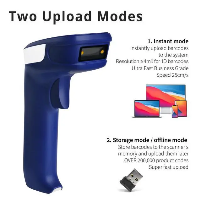 Alt view image 6 of 7 - ScanAvenger 1D and 2D Portable Wireless Bluetooth Barcode Scanner: 3-in-1 - Cordless, Rechargeable Scan Gun for Inventory Management - Wireless, Handheld, USB Bar Code/QR Code Reader - Hand Scanner