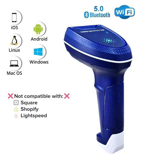 Alt view image 4 of 7 - 1D and 2D Portable Wireless Bluetooth Barcode Scanner: 3-in-1 - Cordless Scan Gun with Rechargeable, Replaceable Battery for Inventory Management - Wireless, Handheld, USB Bar Code/QR Code Reader