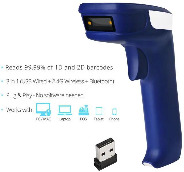 Alt view image 5 of 7 - ScanAvenger 1D and 2D Portable Wireless Bluetooth Barcode Scanner: 3-in-1 - Cordless, Rechargeable Scan Gun for Inventory Management - Wireless, Handheld, USB Bar Code/QR Code Reader - Hand Scanner