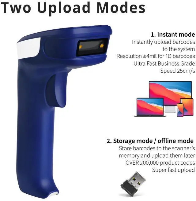 Alt view image 6 of 7 - ScanAvenger 1D and 2D Portable Wireless Bluetooth Barcode Scanner: 3-in-1 - Cordless, Rechargeable Scan Gun for Inventory Management - Wireless, Handheld, USB Bar Code/QR Code Reader - Hand Scanner