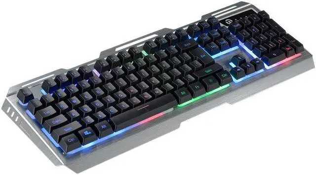 Alt view image 2 of 5 - Ningmei HK11 Silver Wired Rgb Pc Gaming Keyboard 104 Key Quiet Low Profile Rgb Keyboard Backlit Metal Panel And Ergonomic Design Mechanical Feel Keyboard For Windows Pc