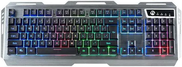 Main image of Ningmei HK11 Silver Wired Rgb Pc Gaming Keyboard 104 Key Quiet Low Profile Rgb Keyboard Backlit Metal Panel And Ergonomic Design Mechanical Feel Keyboard For Windows Pc