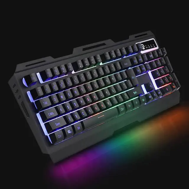 Alt view image 4 of 5 - Ningmei HK11 Silver Wired Rgb Pc Gaming Keyboard 104 Key Quiet Low Profile Rgb Keyboard Backlit Metal Panel And Ergonomic Design Mechanical Feel Keyboard For Windows Pc