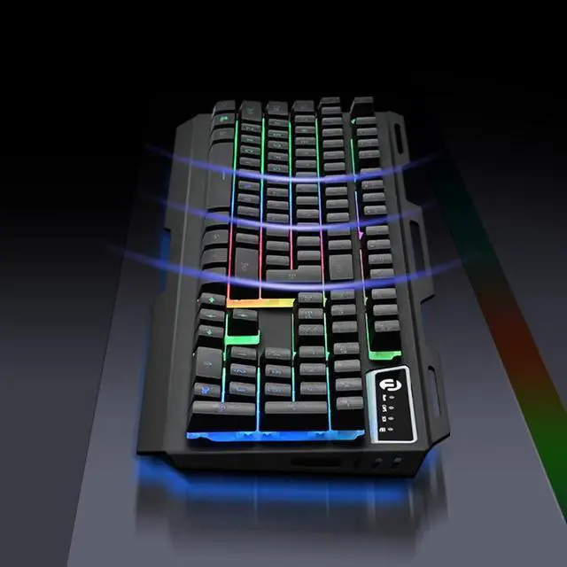 Alt view image 5 of 5 - Ningmei HK11 Silver Wired Rgb Pc Gaming Keyboard 104 Key Quiet Low Profile Rgb Keyboard Backlit Metal Panel And Ergonomic Design Mechanical Feel Keyboard For Windows Pc