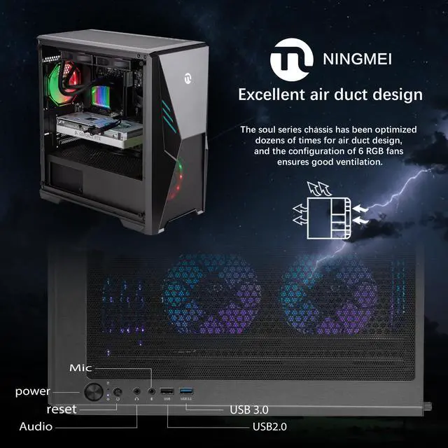 Alt view image 4 of 7 - Ningmei Gaming PC Desktop Intel  i7 12700KF 5.0 GHz CPU, GeForce RTX 4070TI SUPER, 1TB NVME SSD, 32GB DDR4 RAM, 800W PSU, 240mm Liquid Cooler, 4ARGB Fans,Windows 11 Home 64-bit WIFIGaming Desktop