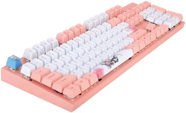 Alt view image 2 of 7 - NINGMEI Gk91 Gaming Mechanical Keyboard With Black Switch, Pink Wired Keyboard 104-key Full Anti-ghosting Pbt Keycap, Suitable For Gaming And Office