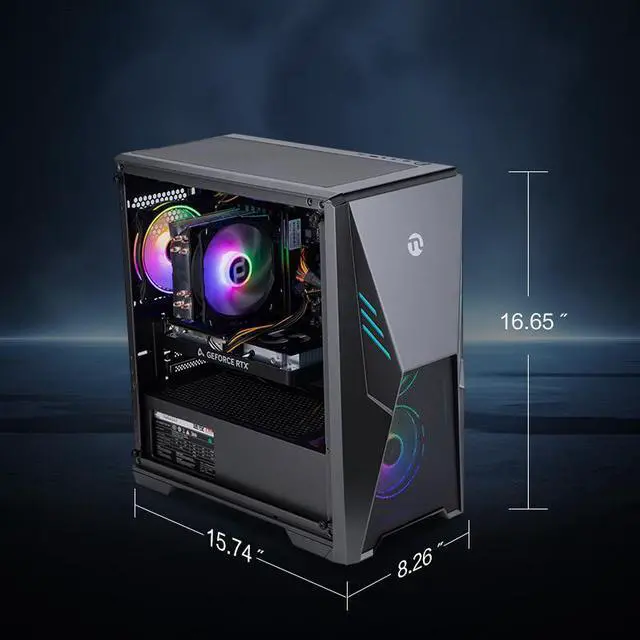 Alt view image 2 of 7 - Ningmei Gaming PC Desktop Intel Core i5 12400F 2.5 GHz CPU, GeForce RTX 4060, 1TB NVME SSD, 16GB DDR4 RAM 3200MHz, 600W PSU, Windows 11 Home 64-bit- WIFI- Gaming Desktop