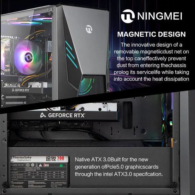 Alt view image 5 of 7 - Ningmei Gaming PC Desktop Intel Core i5 12400F 2.5 GHz CPU, GeForce RTX 4060, 1TB NVME SSD, 16GB DDR4 RAM 3200MHz, 600W PSU, Windows 11 Home 64-bit- WIFI- Gaming Desktop