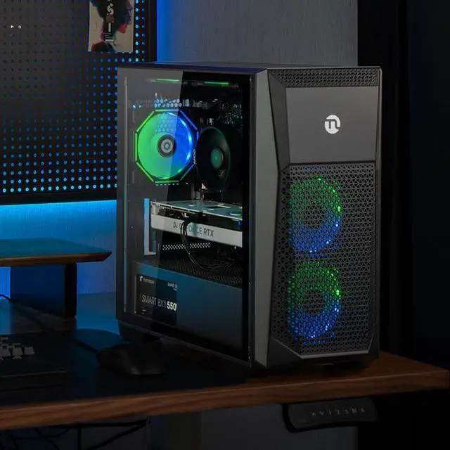 Alt view image 7 of 7 - Ningmei Gaming PC Desktop, AMD Ryzen 5 5500 4.2GHz, AMD RX 6600 8GB, 6RGB Fans, 16GB DDR4 3200MHz , 1TB SSD NVMe , 650W PSU,  11AC Wi-Fi,  Windows 11 Home 64-bit, gaming pc