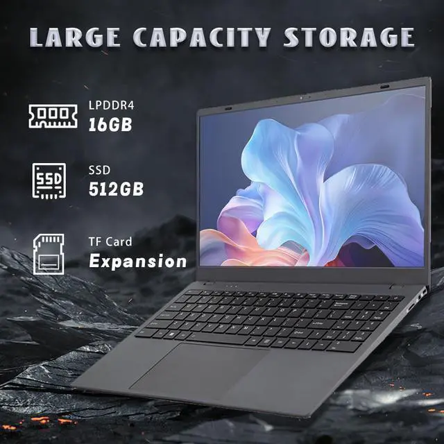 Alt view image 3 of 7 - Ningmei  NL100P Laptop Computer,  15.6 Inch Notebook with Intel Quad-Core N5095(Up to 2.9GHz), 16GB DDR4 512GB SSD,  BT5.2, 5G WiFi, USB3.2, Type_C, Webcam, Long Battery Life